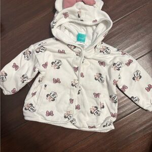 Disney Minnie Mouse Kids Hoodie - White and Pink with ears 12 months